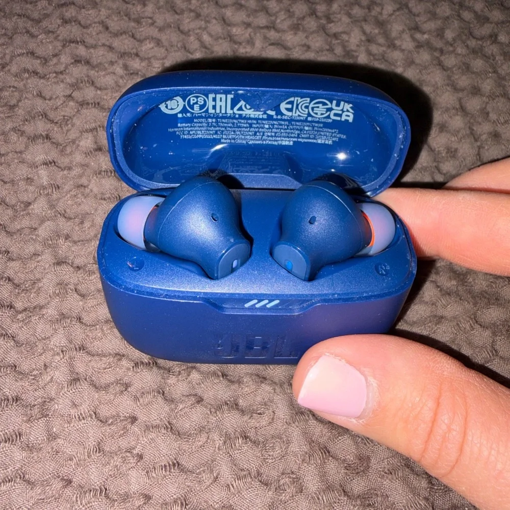 JBL Blue True Wireless Earbuds with Matching Charging Case